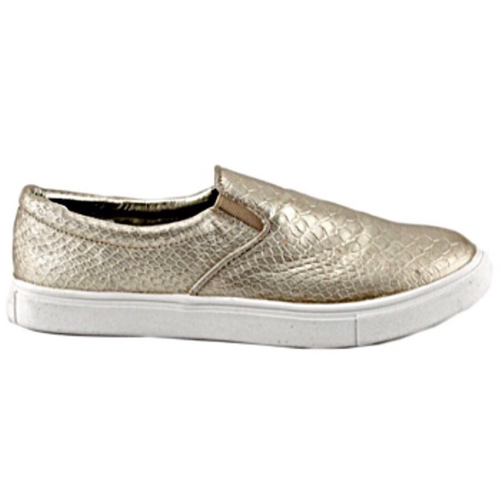 Material Girl Snake Embossed Gold Leather Loafers! NEW!